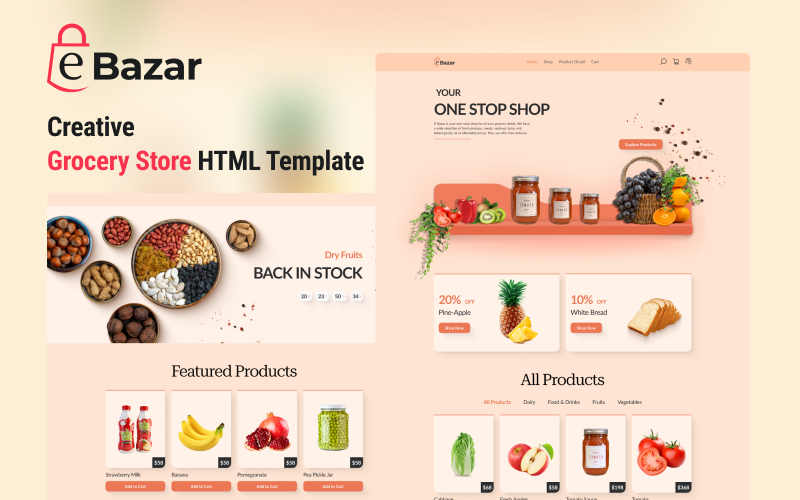 E-Bazar - Grocery Store HTML Template